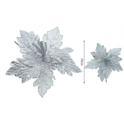Dekoráció betűző virág 50cm, ezüst, 1db