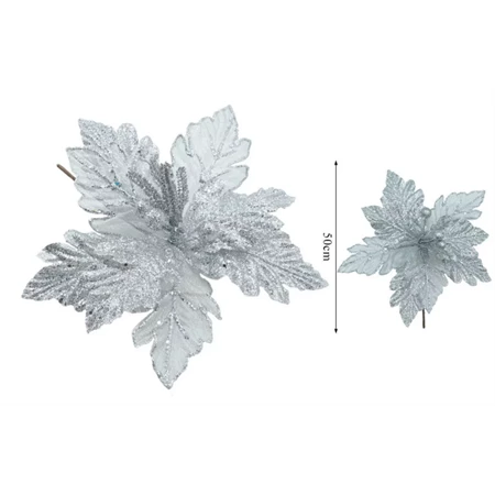 Dekoráció betűző virág 50cm, ezüst, 1db