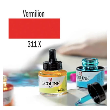 Ecoline akvarell festék koncentrátum Talens 30ml, cinóber vörös 311