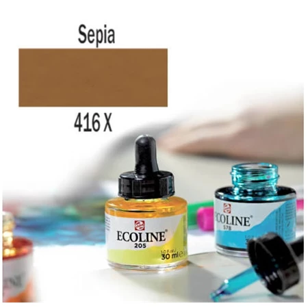 Ecoline akvarell festék koncentrátum Talens 30ml, szépia barna 416