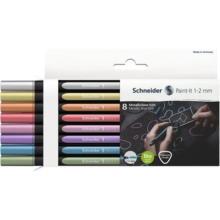 Filc készlet 8db-os metálfényű 1-2 mm, SCHNEIDER Paint-It 020, 8 különböző szín