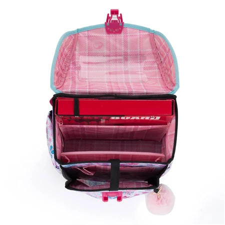 Iskolatáska ergonómikus BAGMASTER Prim 22A Maci rózsíszín-türkiz