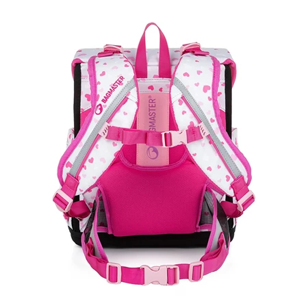 Iskolatáska ergonómikus BAGMASTER Prim 23B Panda fehér/pink