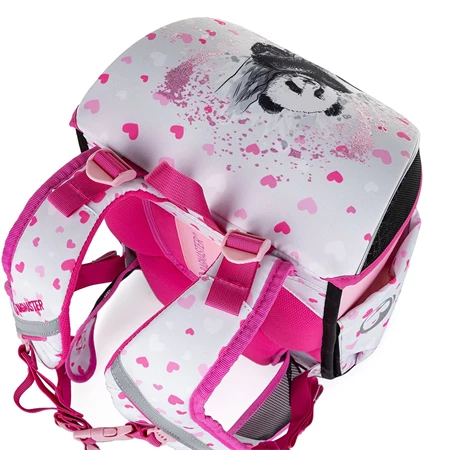 Iskolatáska ergonómikus BAGMASTER Prim 23B Panda fehér/pink