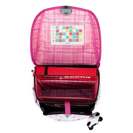 Iskolatáska ergonómikus BAGMASTER Prim 23B Panda fehér/pink