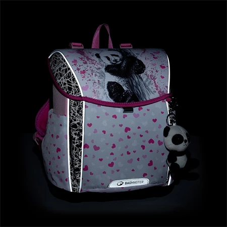 Iskolatáska ergonómikus BAGMASTER Prim 23B Panda fehér/pink