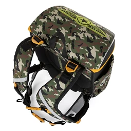 Iskolatáska ergonómikus BAGMASTER Prim 23C Katonai Camo zöld