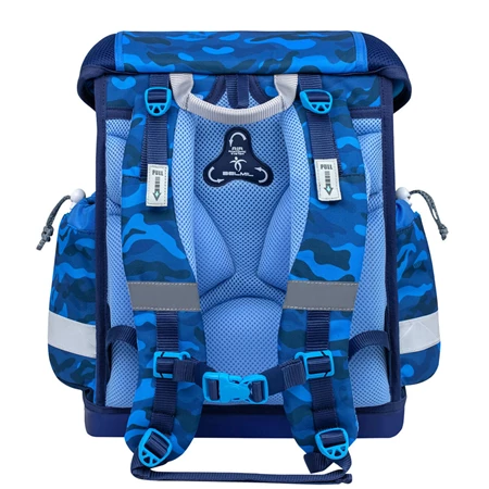 Iskolatáska ergonómikus BELMIL Classy with Patches, Blue Camouflage