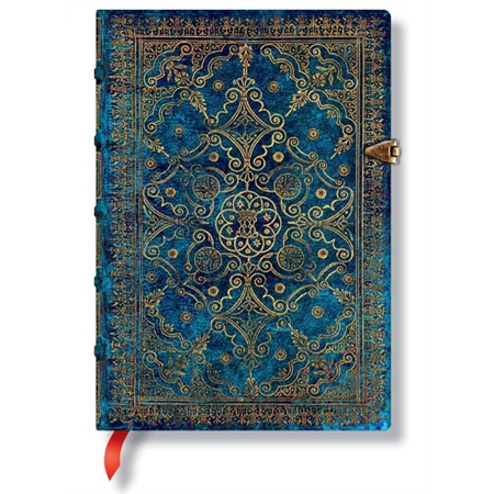 Jegyzetfüzet midi vonalas Paper Blanks keményfedeles fém kapcsos Azure