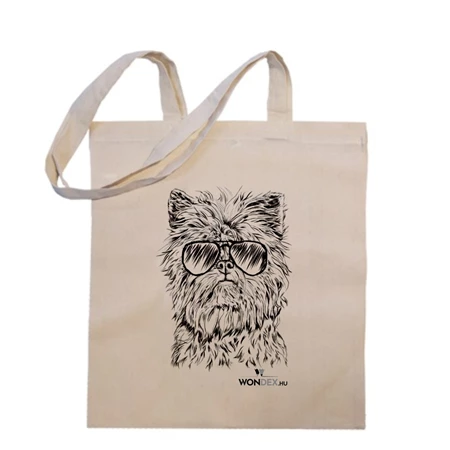 Kutya jó vászontáska Affenpinscher 38x42x0,3cm hosszúfülű 140g/m2 natúr pamut