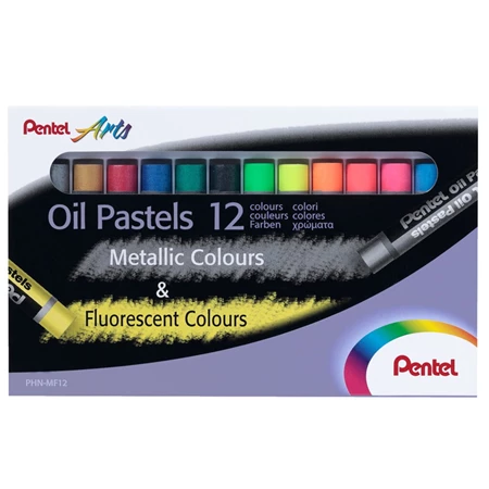 Olajpasztell készlet fluoreszkáló metál 12db-os PENTEL