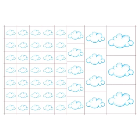 Óvodai címke, ruhára, textilre vasalható A/5 méretben 35+12 jel felhő
