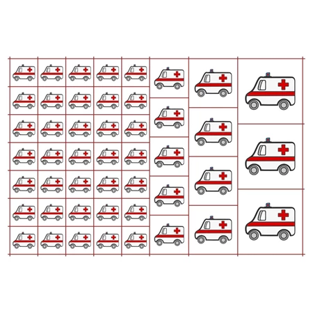 Óvodai címke, ruhára, textilre vasalható A/5 méretben 35+12 jel mentőautó
