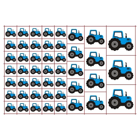 Óvodai címke, ruhára, textilre vasalható A/5 méretben 35+12 jel traktor kék