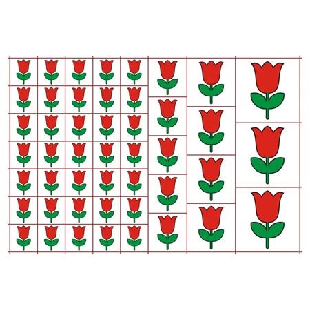 Óvodai címke, ruhára, textilre vasalható A/5 méretben 35+12 jel virág tulipán