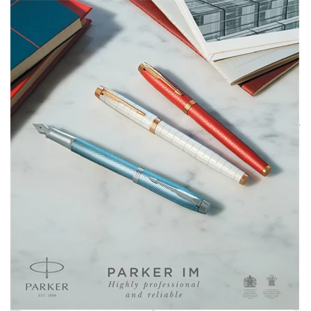 PARKER IM Royal Premium golyóstoll cizellált kékes-szürke test+ezüst klipsz