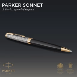 PARKER SONNET ROYAL Premium golyóstoll metál fekete test+arany klipsz