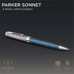 PARKER SONNET ROYAL Premium golyóstoll metál kék test+ezüst klipsz