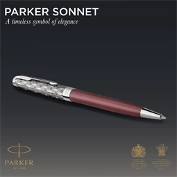 PARKER SONNET ROYAL Premium golyóstoll metál piros test+ezüst klipsz