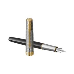 PARKER Sonnet Royal Premium 18k töltőtoll metál fekete test+ arany klipsz