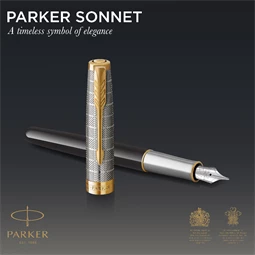 PARKER Sonnet Royal Premium 18k töltőtoll metál fekete test+ arany klipsz