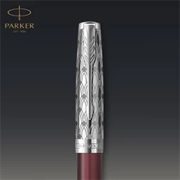 PARKER Sonnet Royal Premium 18k töltőtoll metál piros test+ezüst klipsz