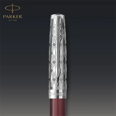 PARKER Sonnet Royal Premium 18k töltőtoll metál piros test+ezüst klipsz