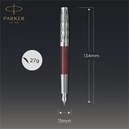 PARKER Sonnet Royal Premium 18k töltőtoll metál piros test+ezüst klipsz