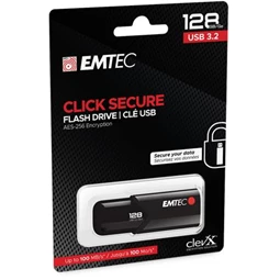 Pendrive, 128GB, USB 3.2, titkosított, EMTEC "B120 Click Secure"