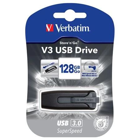 Pendrive 128 GB VERBATIM V3 USB3.0, 80/25 MB/sec, fekete-szürke