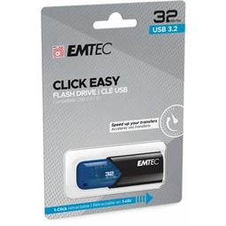 Pendrive, 32GB, USB 3.2, EMTEC "B110 Click Easy", fekete-kék