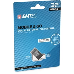 Pendrive, 32GB, USB 3.2, USB-A bemenet/USB-C kimenet, EMTEC "T260C Dual"