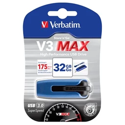 Pendrive 32 GB VERBATIM V3 MAX USB3.0, 175/80 MB/sec, kék-fekete