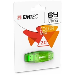 Pendrive, 64GB, USB 2.0, EMTEC "C410 Color", zöld