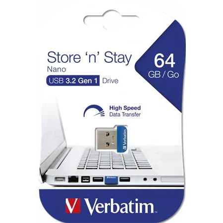 Pendrive, 64GB  USB 3.2  80/25MB/s  VERBATIM Nano