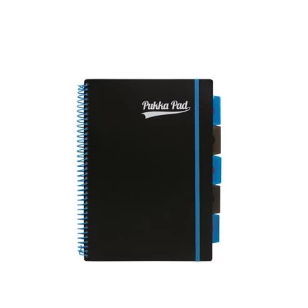 Spirálfüzet A/4 Pukka Project Book Unipad Black 7664, 200 oldalas, színregiszter, vonalas