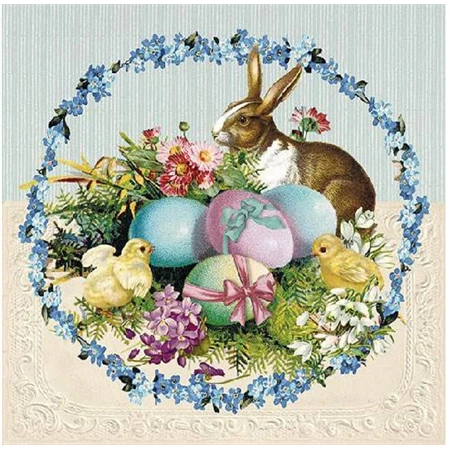 Szalvéta 33x33cm 20db/csomag Easter Egg Wreath, Húsvéti tojás koszorú