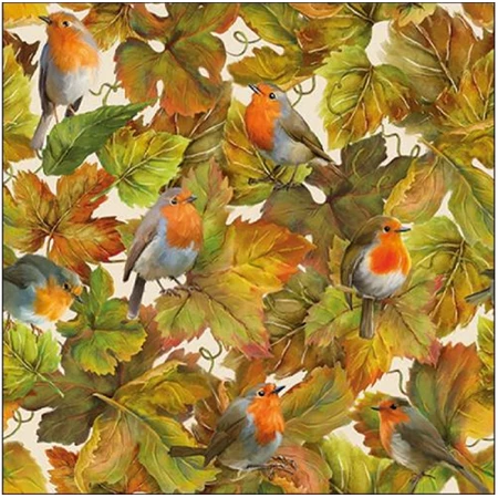 Szalvéta 33x33cm 20db/csomag Hidden Robins, Rejtett vörösbegyek