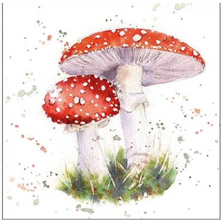 Szalvéta 33x33cm 20db/csomag Painted Fly Agaric Akvarell gomba