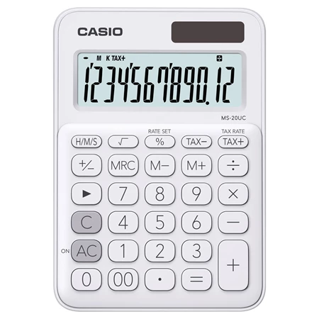 Számológép CASIO MS-20UC asztali, 12 számjegyű fehér