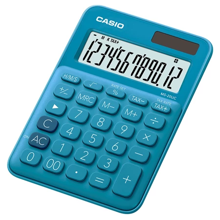 Számológép CASIO MS-20UC asztali, 12 számjegyű kék