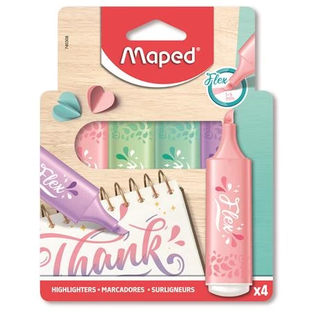 Szövegkiemelő készlet 4db-os MAPED Fluo Peps Flex Pastel 1-5mm pasztell színek