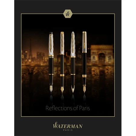 WATERMAN Expert Deluxe REFLECTIONS OF PARIS töltőtoll fekete test+arany-ezüst klipsz