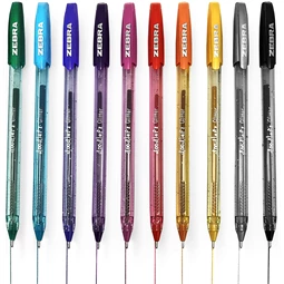 Zseléstoll készlet Zebra Doodlers 10 db-os csillámos, 0,33 mm, kupakos